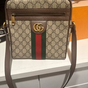 Gucci Beige and Brown GG Pattern Shoulder Bag